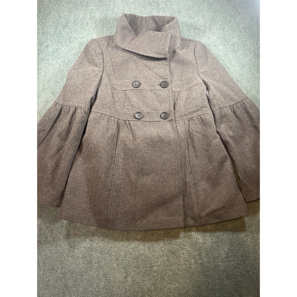 Loft Brown Wool Blend Jacket With Bell Sleeves Size 10
